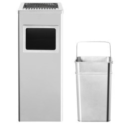 vidaXL Mülleimer mit Aschenbecher Hotel 36 L Edelstahl 