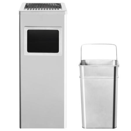 vidaXL Mülleimer mit Aschenbecher Hotel 36 L Edelstahl 