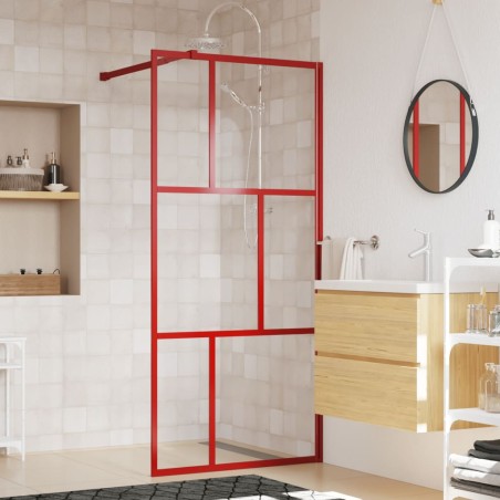 vidaXL Duschwand für Begehbare Dusche mit ESG Klarglas Rot 90x195 cm