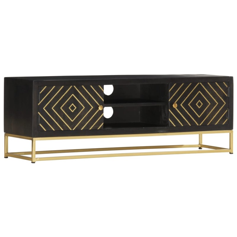 vidaXL TV-Schrank Schwarz Golden 120 x 30 x 40 cm Massivholz Mango vidaXL TV-Schrank Schwarz Golden 120 x 30 x 40 cm Massivholz Mango
