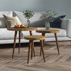 vidaXL 3-tlg. Beistelltisch-Set Dunkelbraun MDF und Eisen