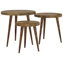 vidaXL 3-tlg. Beistelltisch-Set Dunkelbraun MDF und Eisen