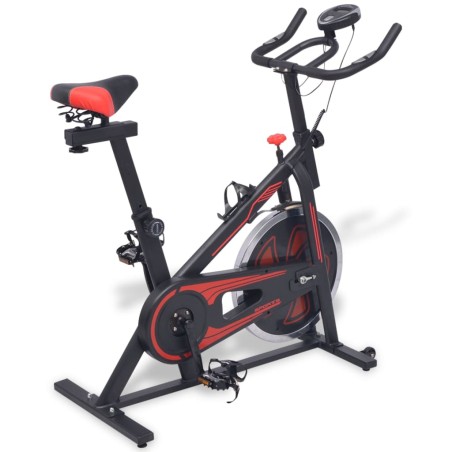 vidaXL Heimtrainer mit Pulsmesser Schwarz und Rot 
