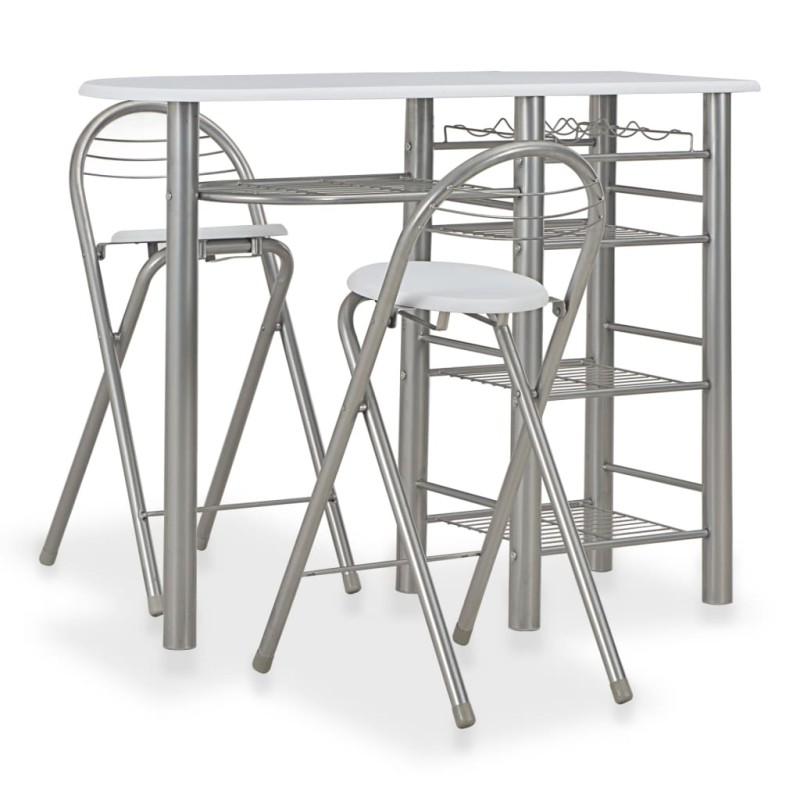 vidaXL 3-tlg. Bar-Set mit Regalen Holz und Stahl Weiß vidaXL 3-tlg. Bar-Set mit Regalen Holz und Stahl Weiß