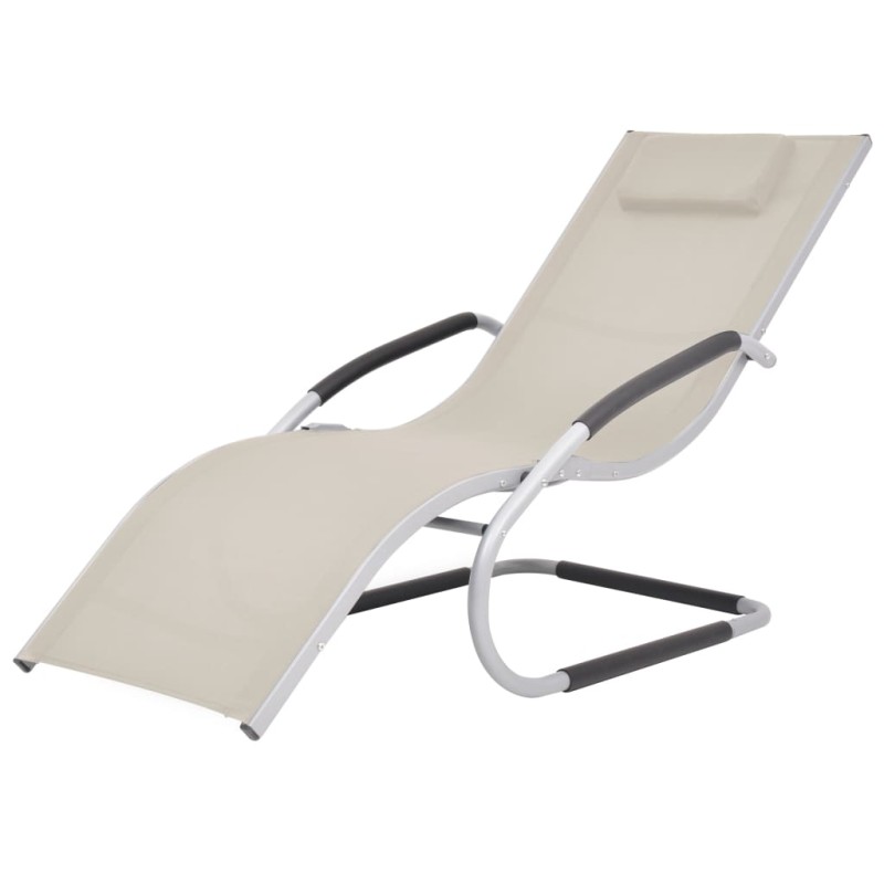 Sonnenliege mit Kissen Aluminium und Textilene Creme Sonnenliege mit Kissen Aluminium und Textilene Creme