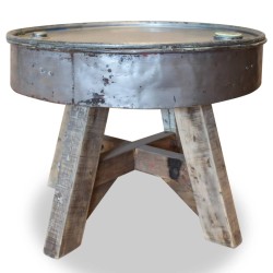 vidaXL Couchtisch Massiv-Altholz 60 x 45 cm Silber