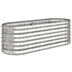 vidaXL Hochbeet Pulverbeschichteter Stahl 114x40x36 cm Silbern