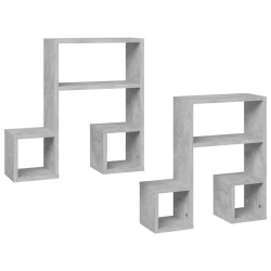 vidaXL Wandregale 2 Stk. Betongrau 50x15x50 cm Holzwerkstoff