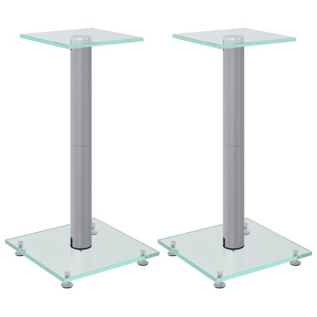 vidaXL Lautsprecher-Ständer 2 Stk. Silbern Hartglas 1 Säule