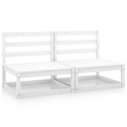 vidaXL Garten-Mittelsofas 2 Stk. Weiß Kiefer Massivholz 