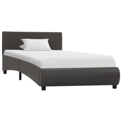 Bettgestell mit LED Grau Kunstleder 90×200 cm