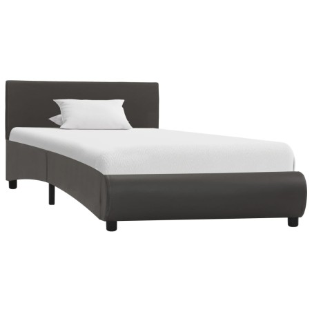 Bettgestell mit LED Grau Kunstleder 90×200 cm