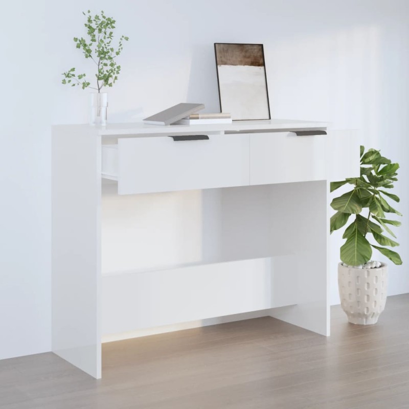 vidaXL Konsolentisch Hochglanz-Weiß 90x36x75 cm Holzwerkstoff vidaXL Konsolentisch Hochglanz-Weiß 90x36x75 cm Holzwerkstoff