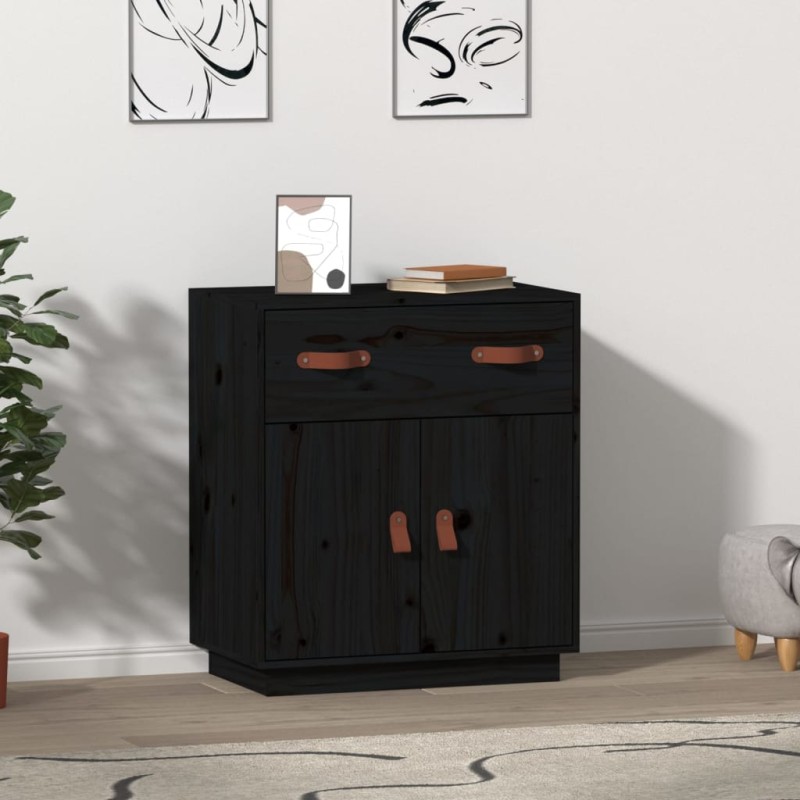 vidaXL Sideboard Schwarz 65,5x40x75 cm Massivholz Kiefer vidaXL Sideboard Schwarz 65,5x40x75 cm Massivholz Kiefer