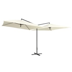 vidaXL Doppelsonnenschirm mit Stahlmast 250×250 cm Sandweiß 