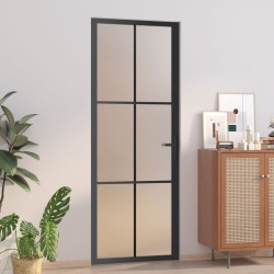 vidaXL Innentür 76x201,5 cm Schwarz Mattglas und Aluminium