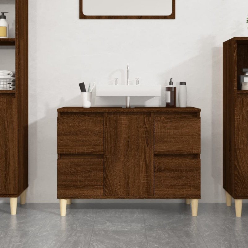 vidaXL Waschbeckenunterschrank Braun Eichen-Optik 80x33x60 cm vidaXL Waschbeckenunterschrank Braun Eichen-Optik 80x33x60 cm