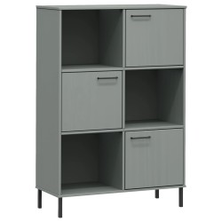 vidaXL Bücherregal OSLO mit Metallbeinen Grau 90x35x128,5cm Massivholz