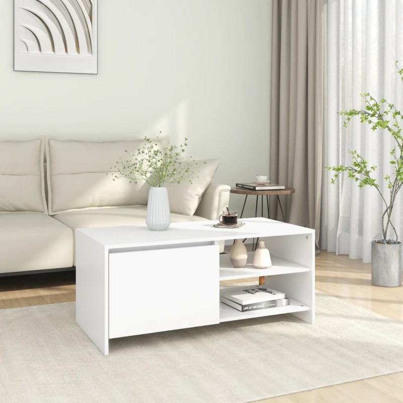 vidaXL Couchtisch Weiß 102x50x45 cm Holzwerkstoff vidaXL Couchtisch Weiß 102x50x45 cm Holzwerkstoff