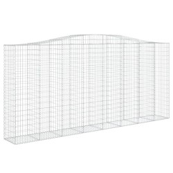 vidaXL Gabione mit Hochbogen 400x50x180/200 cm Verzinktes Eisen