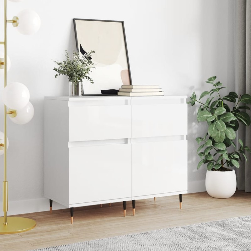 vidaXL Sideboards 2 Stk. Hochglanz-Weiß 40x35x70 cm Holzwerkstoff vidaXL Sideboards 2 Stk. Hochglanz-Weiß 40x35x70 cm Holzwerkstoff