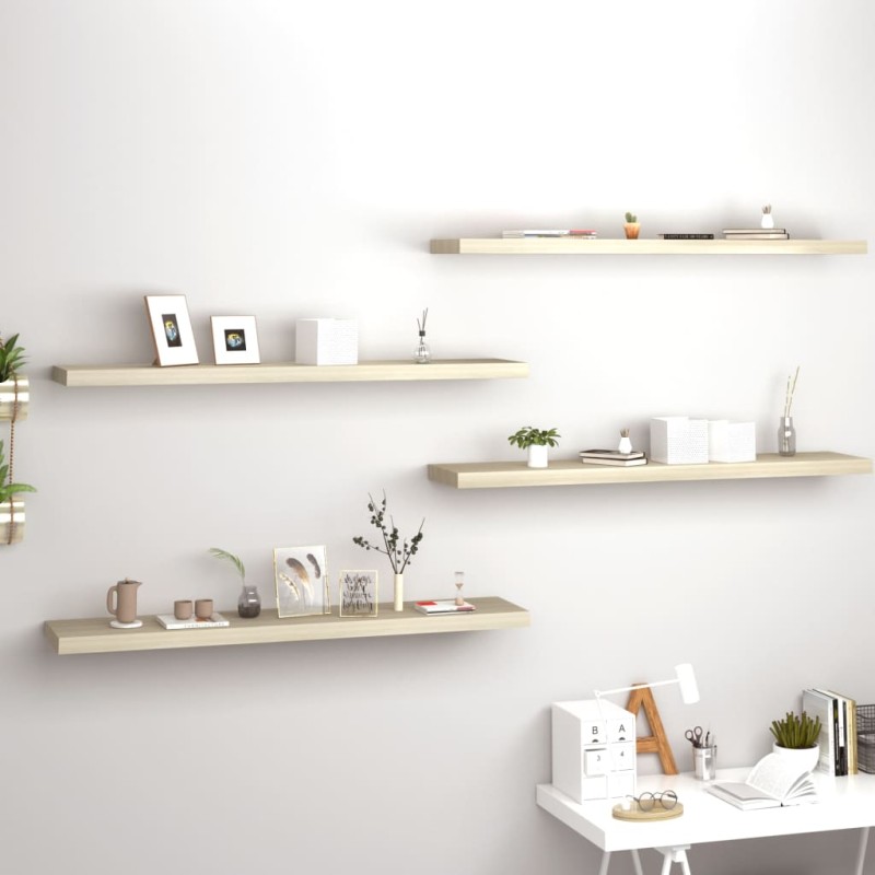 vidaXL Schweberegale 4 Stk. Eichen-Optik 120x23,5x3,8 cm MDF vidaXL Schweberegale 4 Stk. Eichen-Optik 120x23,5x3,8 cm MDF