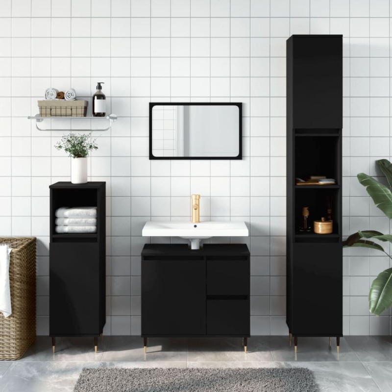 vidaXL Badschrank Schwarz 30x30x190 cm Holzwerkstoff vidaXL Badschrank Schwarz 30x30x190 cm Holzwerkstoff