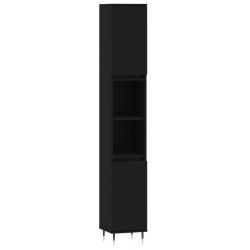 vidaXL Badschrank Schwarz 30x30x190 cm Holzwerkstoff
