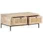vidaXL Couchtisch 90x50x37 cm Mango Massivholz und Rohrgeflecht