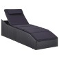 vidaXL Sonnenliege mit Auflage Poly Rattan Schwarz vidaXL Sonnenliege mit Auflage Poly Rattan Schwarz