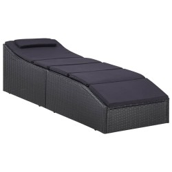 vidaXL Sonnenliege mit Auflage Poly Rattan Schwarz