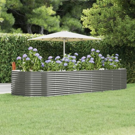 vidaXL Hochbeet Grau 367x140x68 cm Pulverbeschichteter Stahl