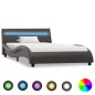 Bettgestell mit LED Grau Kunstleder 100x200 cm Bettgestell mit LED Grau Kunstleder 100x200 cm