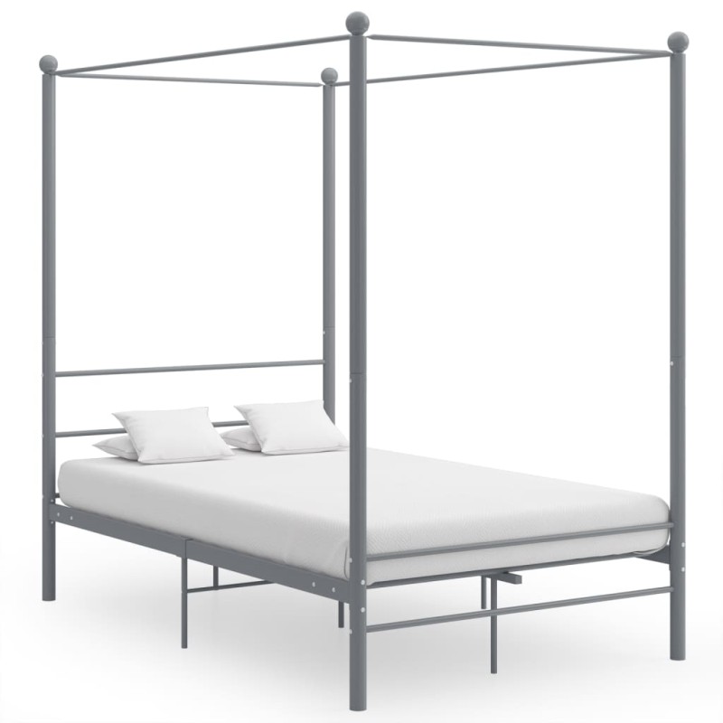 vidaXL Himmelbett Grau Metall 140x200 cm vidaXL Himmelbett Grau Metall 140x200 cm