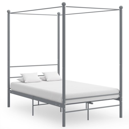 vidaXL Himmelbett Grau Metall 140x200 cm 