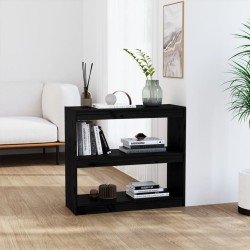 vidaXL Bücherregal Raumteiler Schwarz 80x30x71,5 cm Massivholz Kiefer