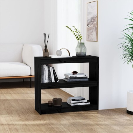 vidaXL Bücherregal Raumteiler Schwarz 80x30x71,5 cm Massivholz Kiefer