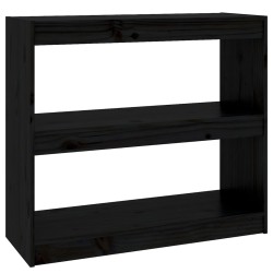 vidaXL Bücherregal Raumteiler Schwarz 80x30x71,5 cm Massivholz Kiefer