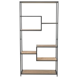 vidaXL Bücherregal aus massivem Tannenholz und Stahl 90,5x35x180 cm
