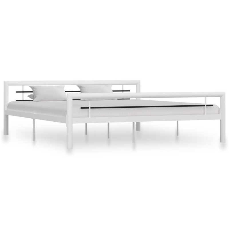 vidaXL Bettgestell Weiß und Schwarz Metall 180×200 cm vidaXL Bettgestell Weiß und Schwarz Metall 180×200 cm