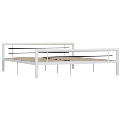 vidaXL Bettgestell Weiß und Schwarz Metall 180×200 cm 