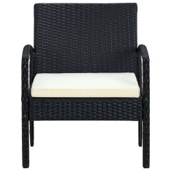 Gartenstuhl mit Kissen Poly Rattan Schwarz