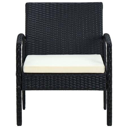 Gartenstuhl mit Kissen Poly Rattan Schwarz