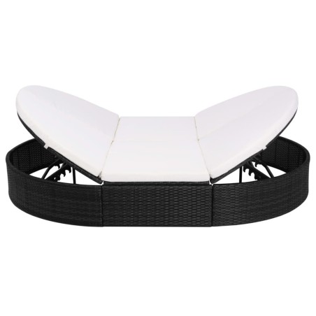 vidaXL Outdoor-Loungebett mit Kissen Poly Rattan Schwarz