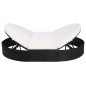vidaXL Outdoor-Loungebett mit Kissen Poly Rattan Schwarz vidaXL Outdoor-Loungebett mit Kissen Poly Rattan Schwarz