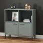 vidaXL Bücherregal OSLO mit Metallbeinen Grau 90x35x90,5 cm Massivholz vidaXL Bücherregal OSLO mit Metallbeinen Grau 90x35x90,5 cm Massivholz