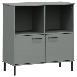 vidaXL Bücherregal OSLO mit Metallbeinen Grau 90x35x90,5 cm Massivholz