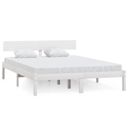 vidaXL Massivholzbett Weiß 120x190 cm
