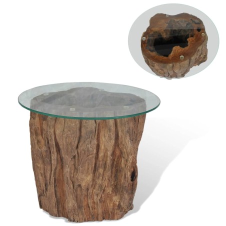 vidaXL Couchtisch Teak Glas 50 x 40 cm