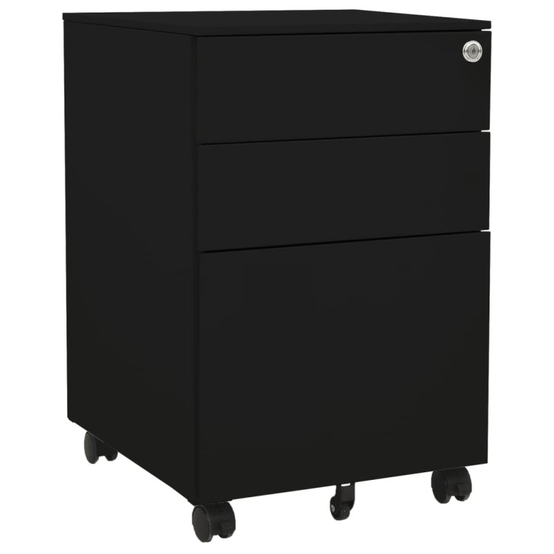 vidaXL Aktenschrank mit Rollen Schwarz 39x45x60 cm Stahl vidaXL Aktenschrank mit Rollen Schwarz 39x45x60 cm Stahl